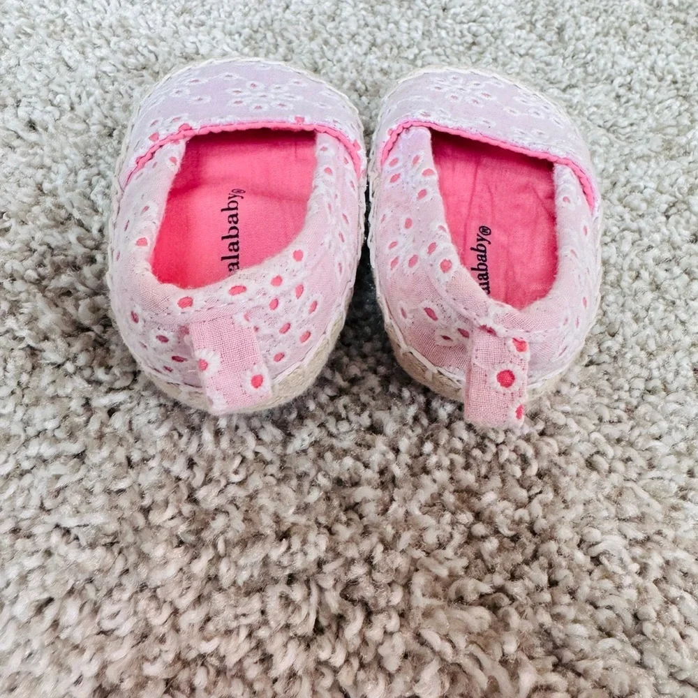 Baby girl shoes summer walker crawler shoes pink espadrille crochet size 1